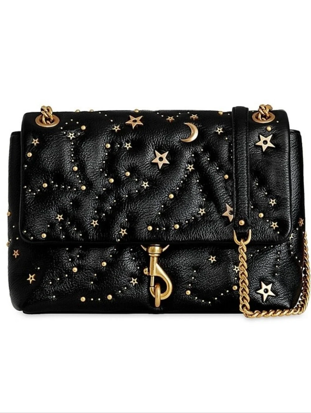 LIKE NEW REBECCA MINKOFF EDIE FLAP SHOULDER BAG WITH CELESTIAL STUDS